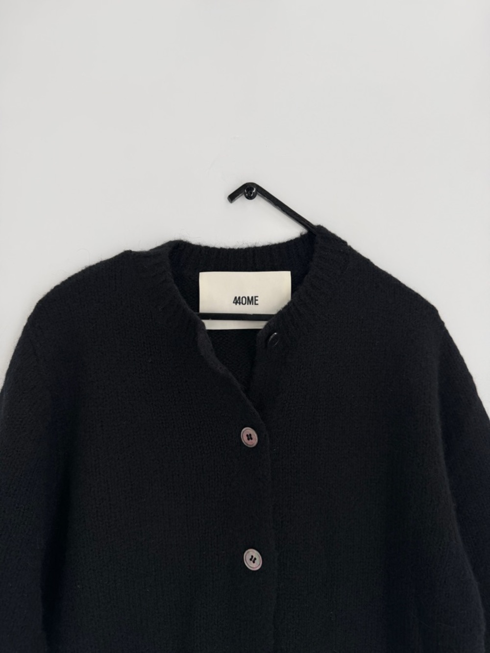 440me Black Alpaca Wool Blend Short Sleeve Button Front Sweater Cardigan